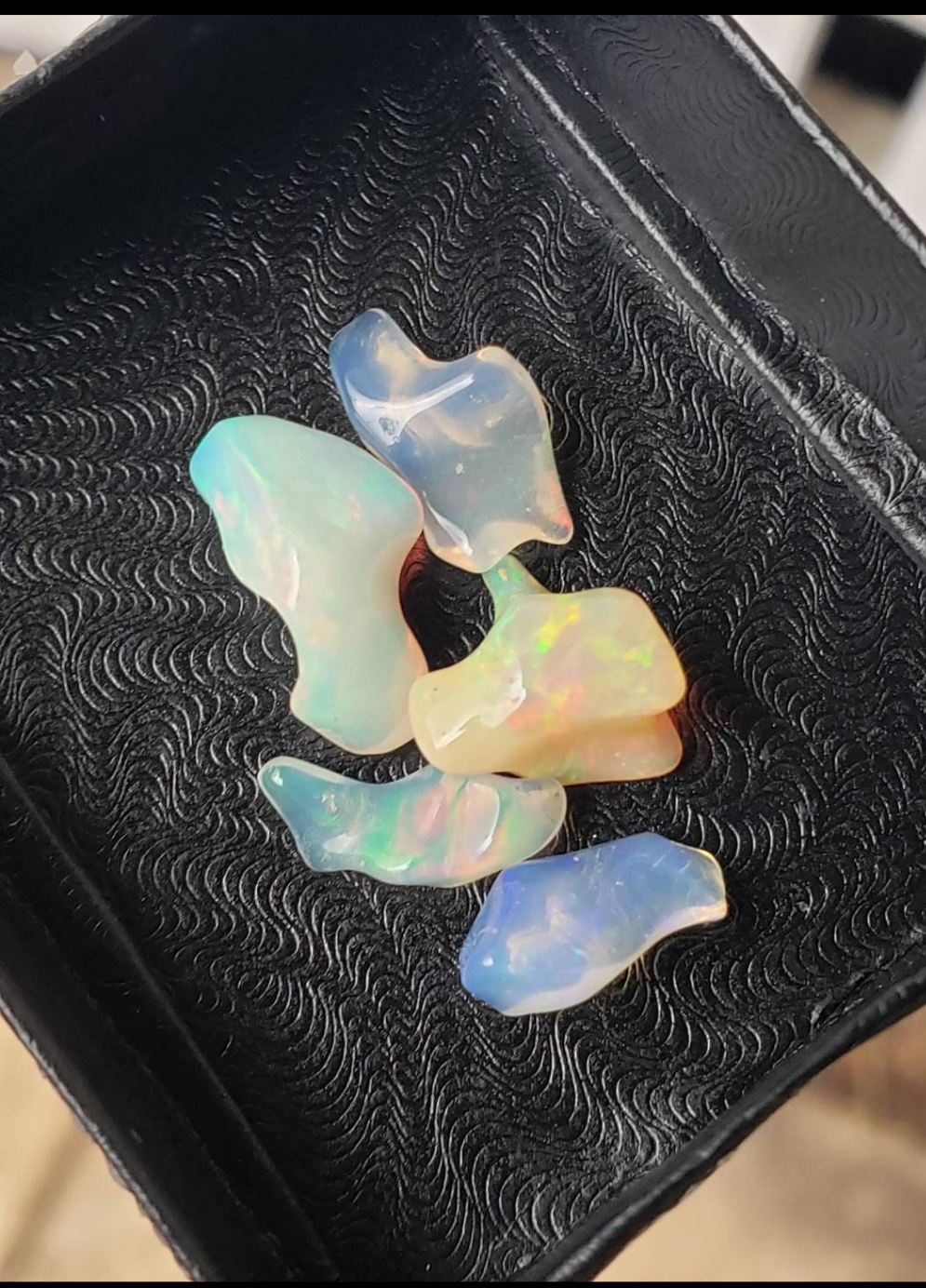 Lot of freeform Ethiopian Welo Opals. Tumbled chunks. 8 -16mm. 10 carats. Accents. Jewelry making supplies. Random grab lots.