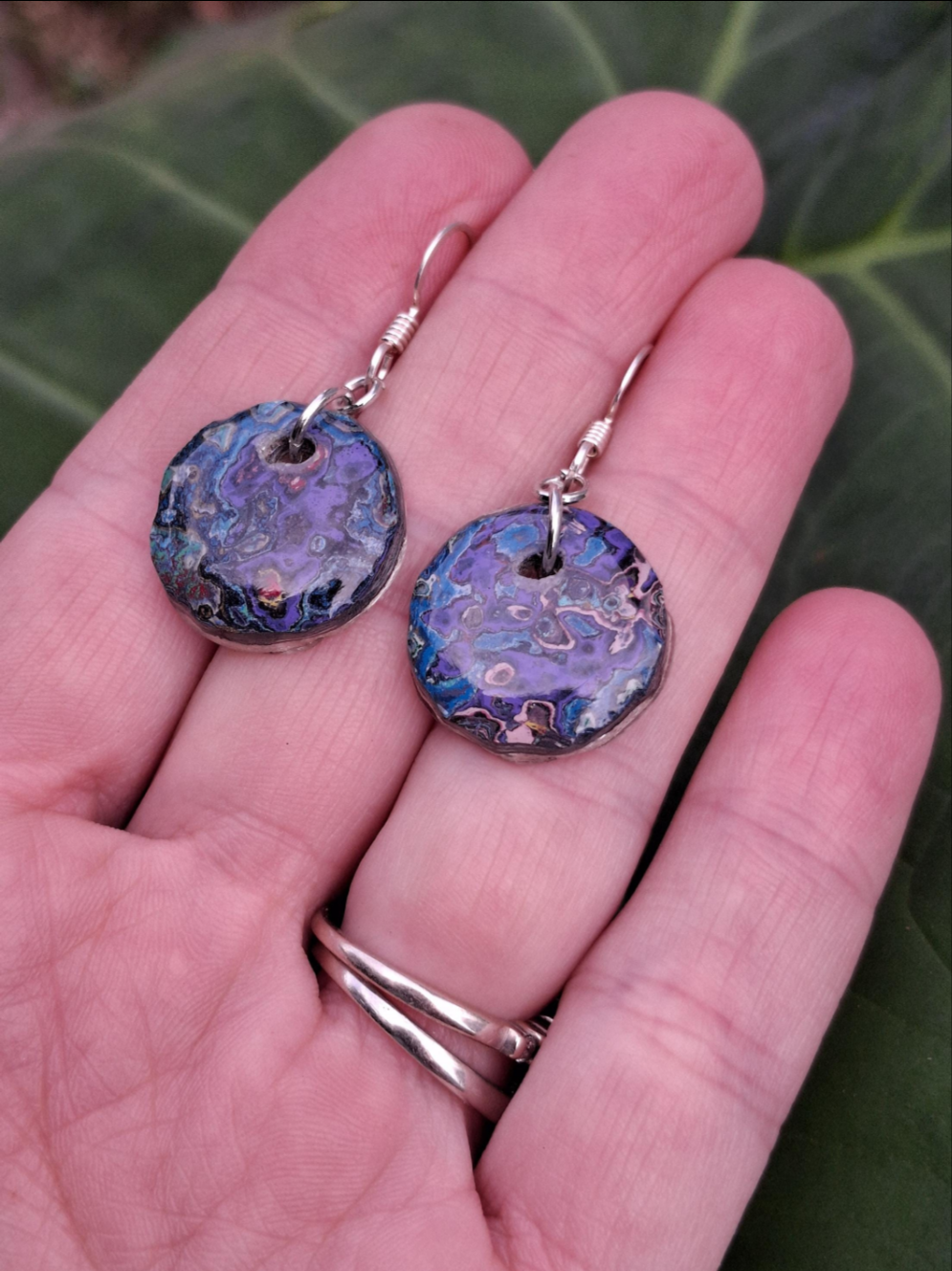 Graffiti style Earrings handmade with Sterling Silver ear hooks. multi color earrings, dangle earrings. Silver dimes. Gift ideas #10