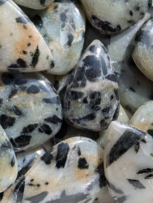 Green Tourmaline in quartz ( lower grade) Tear drops.