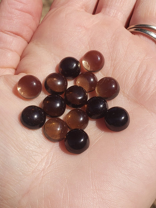 Smokey Quartz 9mm rounds. 1 piece Brown accents. Small Metaphysical. Jewlery making supplies. Gift ideas. random grab.