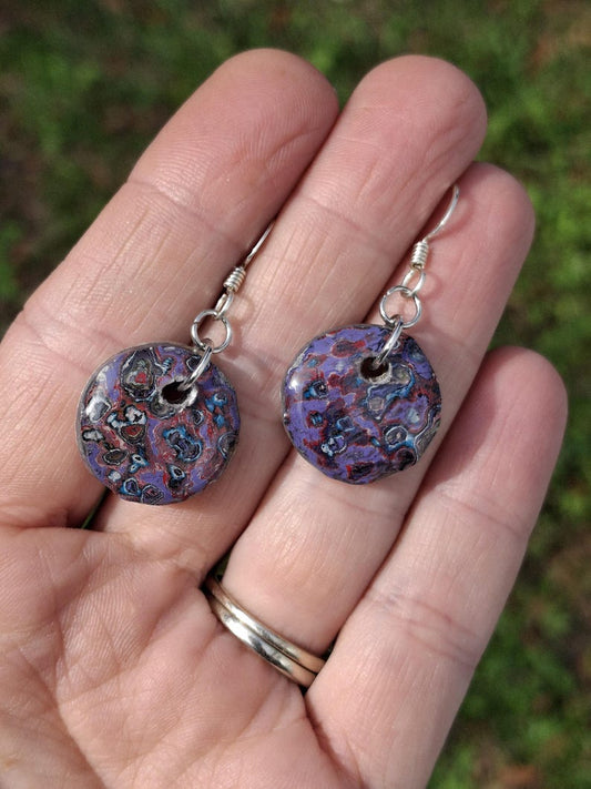 Graffiti style Earrings handmade with Sterling Silver ear hooks. multi color earrings, dangle earrings.silver dimes. unique gift. #9
