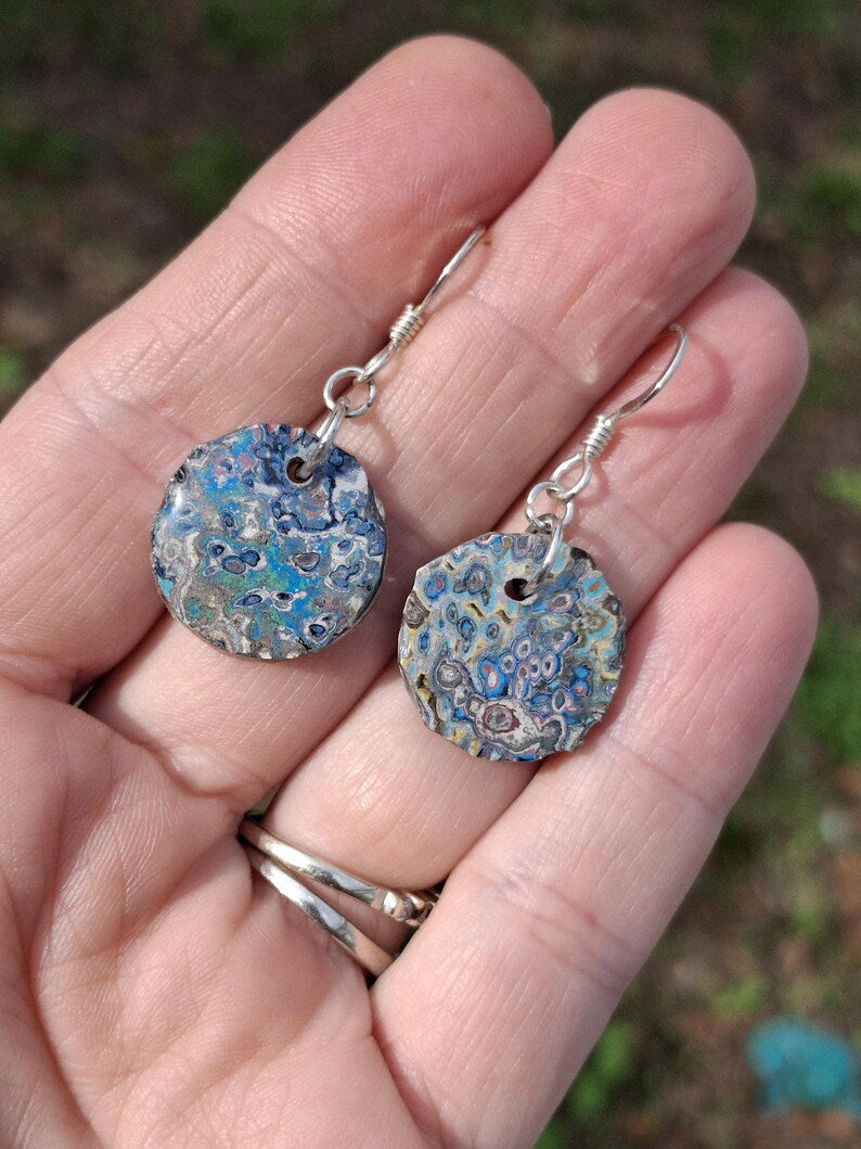 Graffiti style Earrings handmade with Sterling Silver ear hooks. multi color earrings, dangle earrings. Silver dimes. Gift ideas #3