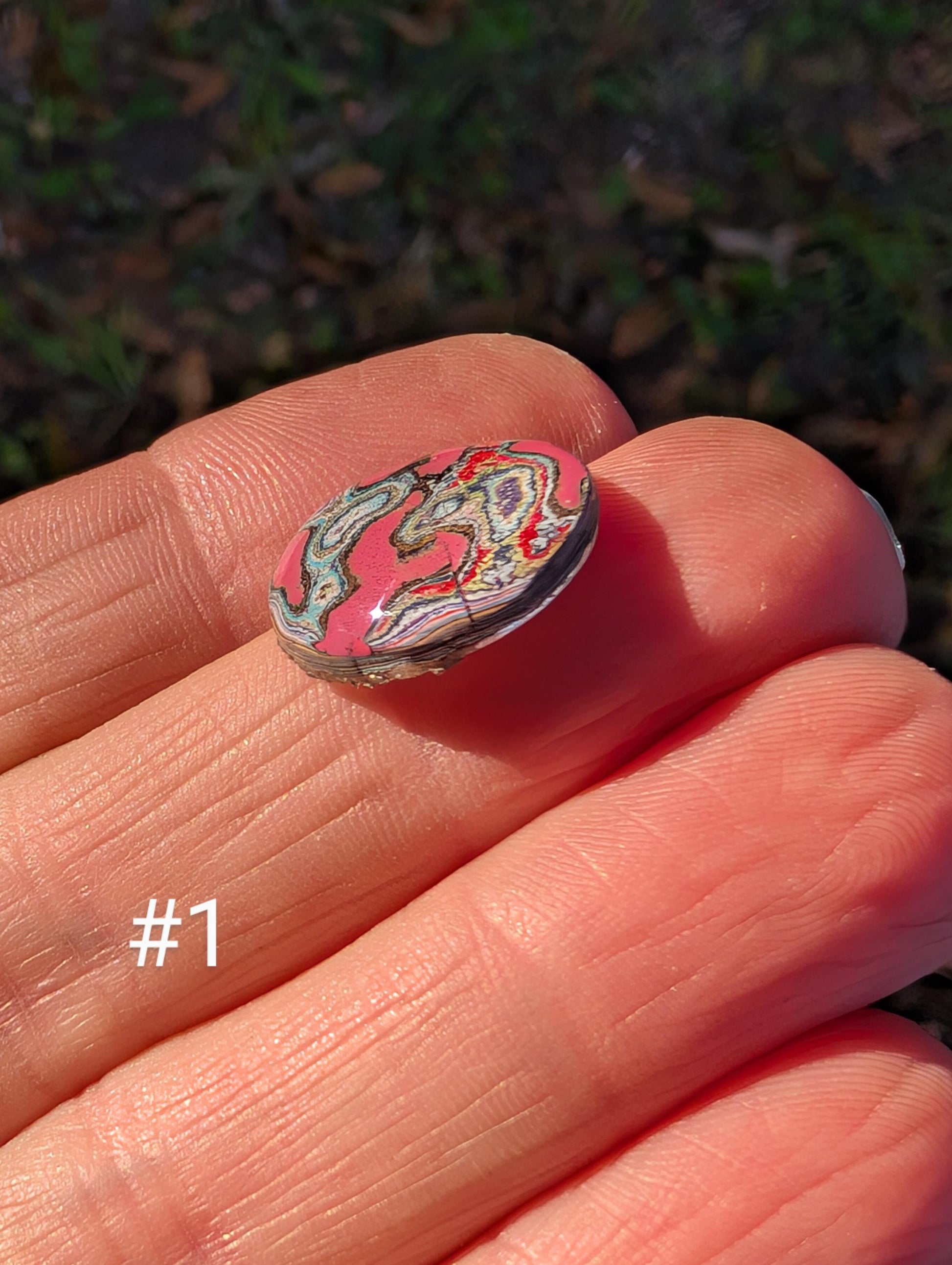 Graffiti Cabochon. multi color. Small. 1gram silver. .99 recycled .pink wearable art jewelry making #1