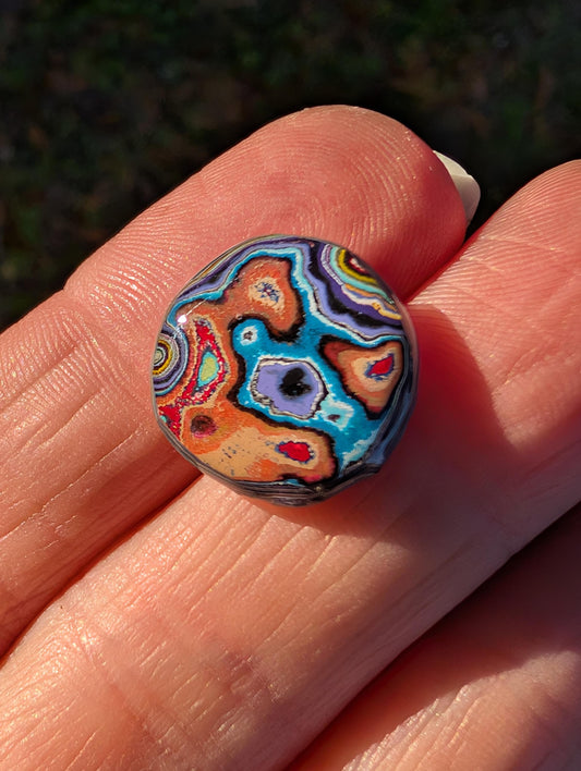 Graffiti Cabochon. multi color. Small. 1gram silver. .99 recycled .blue orange wearable art jewelry making #2