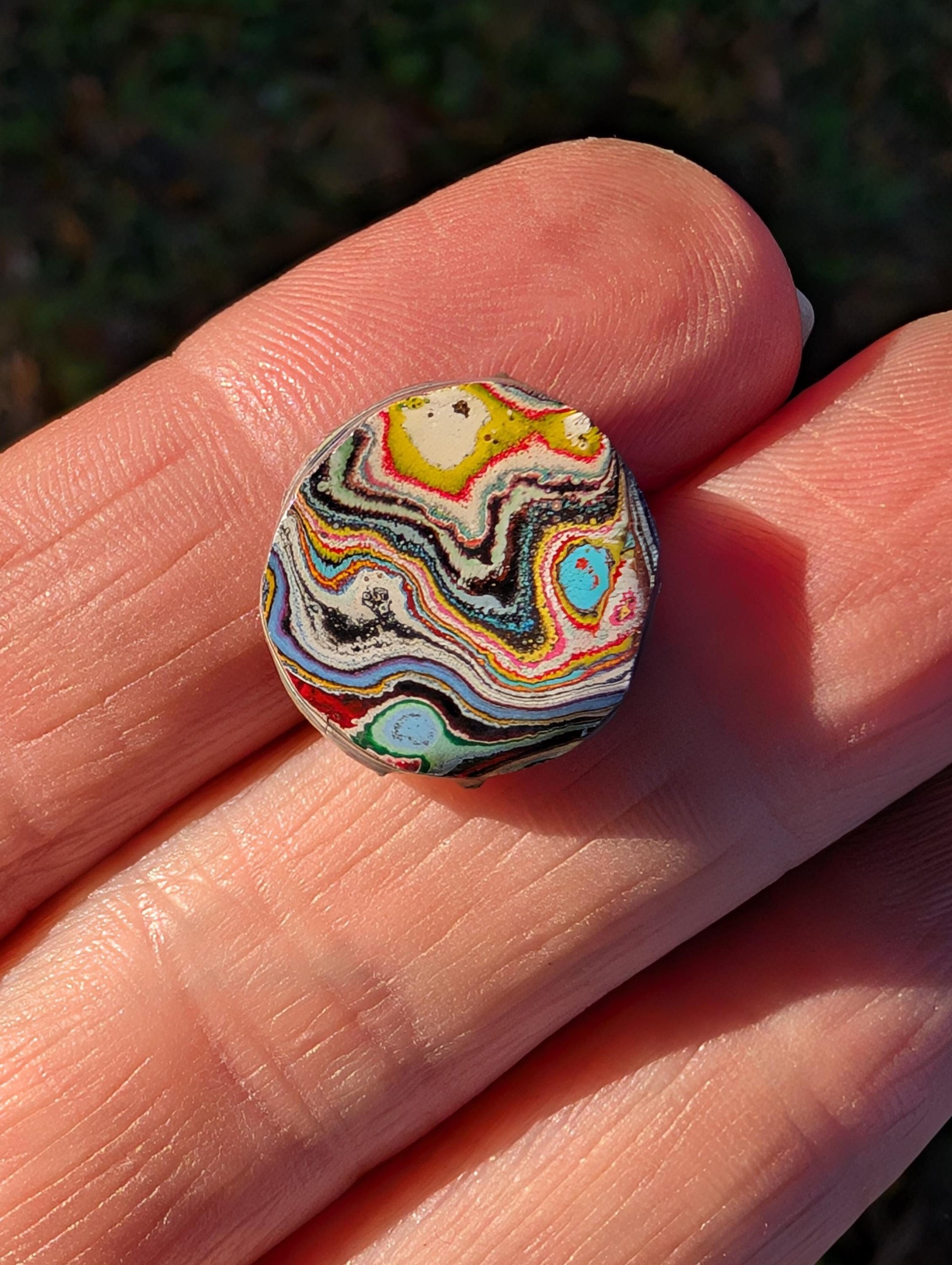 Graffiti Cabochon. multi color. Small. 1gram silver. .99 recycled . yellow wearable art jewelry making ##7