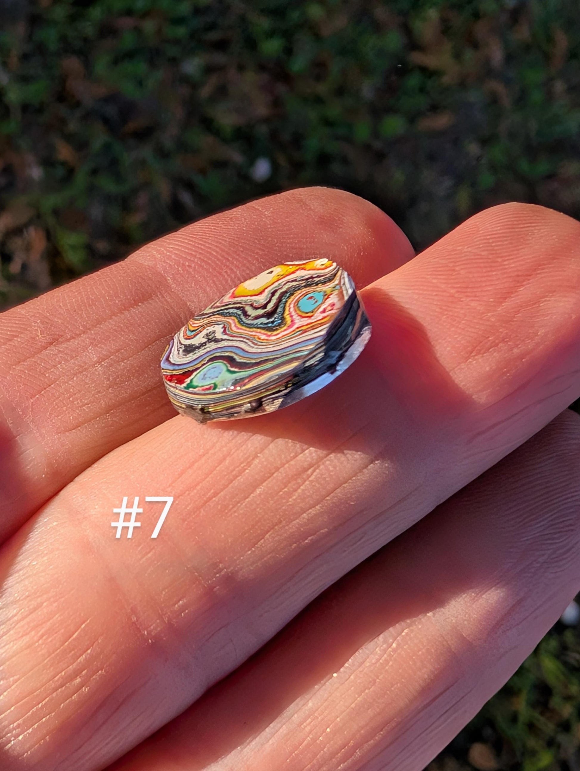 Graffiti Cabochon. multi color. Small. 1gram silver. .99 recycled . yellow wearable art jewelry making ##7
