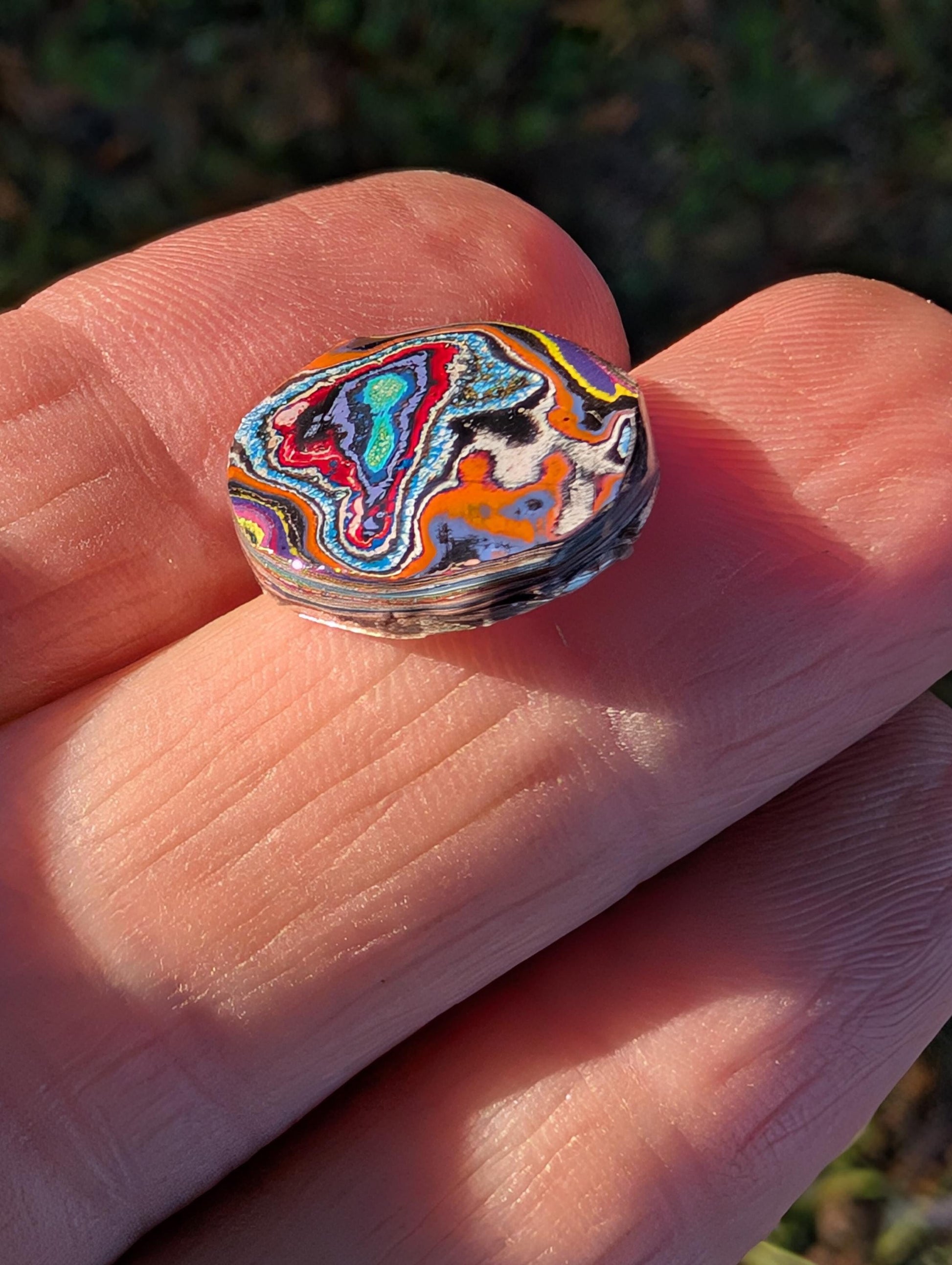 Graffiti Cabochon. multi color. Small. 1gram silver. .99 recycled . wearable art jewelry making #9