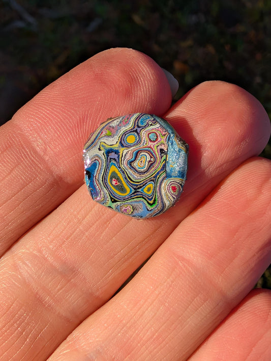 Graffiti Cabochon. multi color. Small. 1gram silver. .99 recycled . wearable art jewelry making #6