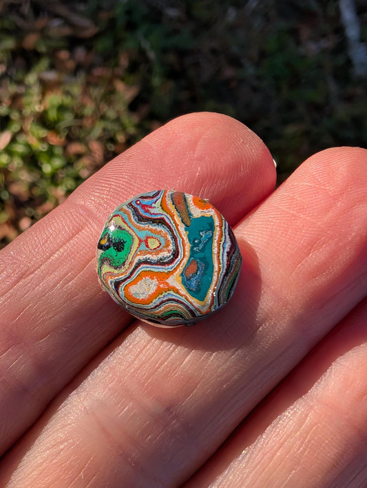 Graffiti Cabochon. multi color. Small. 1gram silver. .99 recycled . Blue orange wearable art jewelry making #16