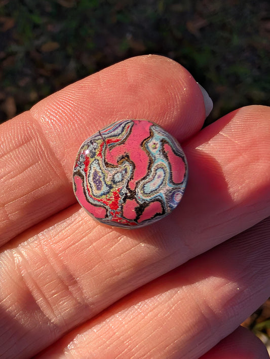 Graffiti Cabochon. multi color. Small. 1gram silver. .99 recycled .pink wearable art jewelry making #1