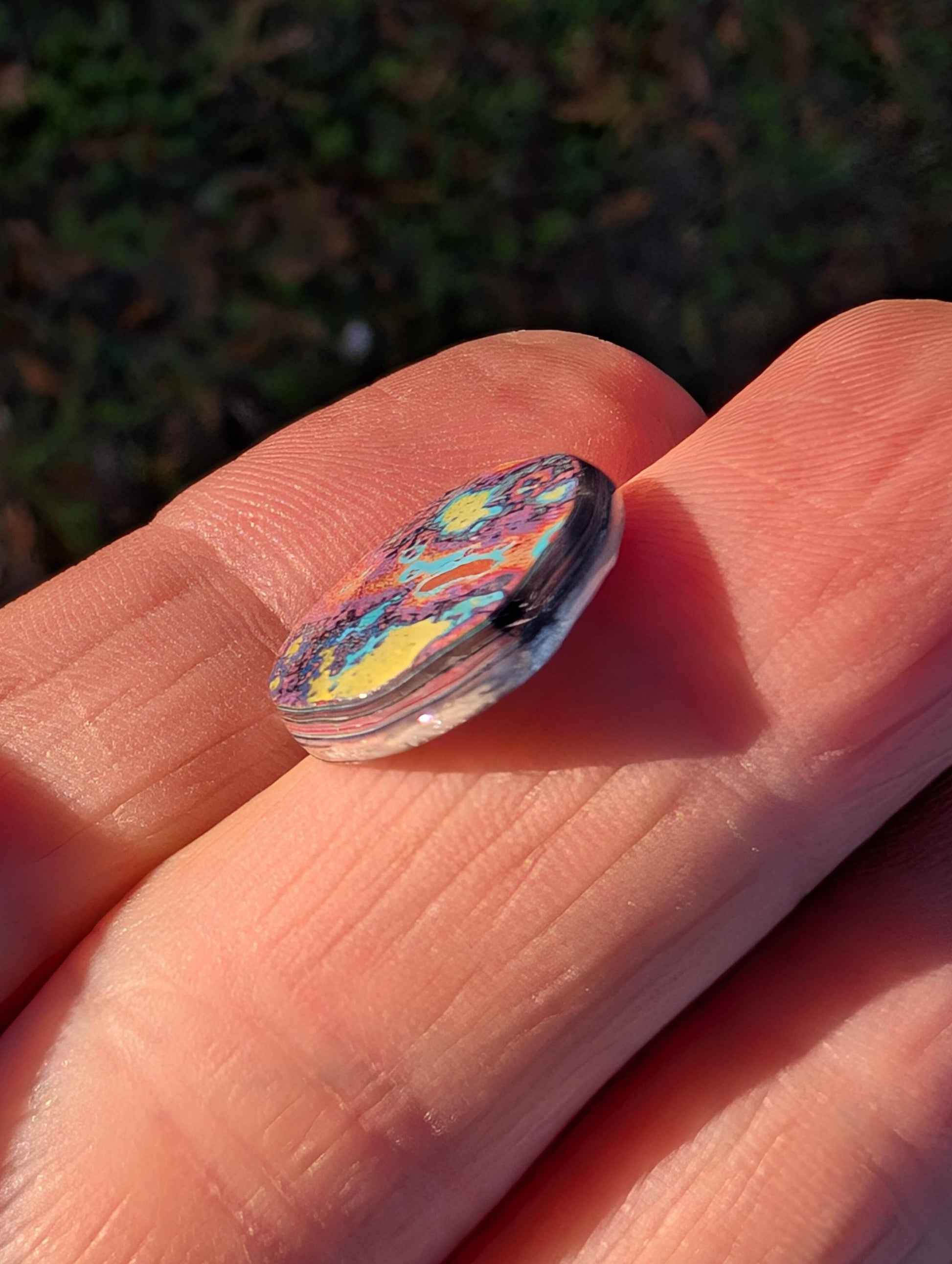 Graffiti Cabochon. multi color. Small. 1gram silver. .99 recycled .pink yellow wearable art jewelry making ##4