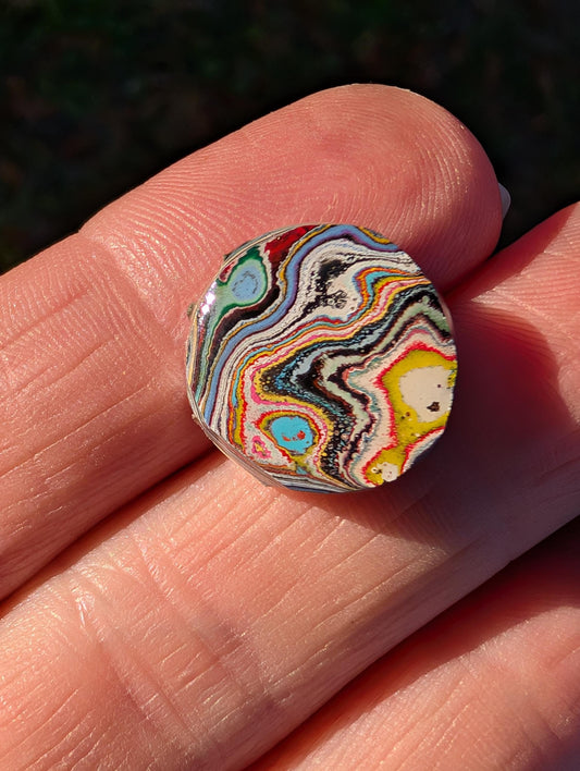 Graffiti Cabochon. multi color. Small. 1gram silver. .99 recycled . yellow wearable art jewelry making ##7