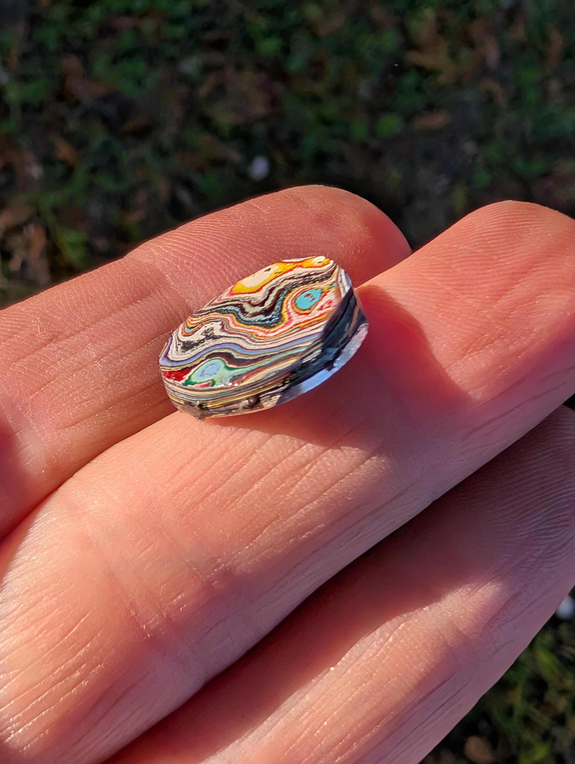 Graffiti Cabochon. multi color. Small. 1gram silver. .99 recycled . yellow wearable art jewelry making ##7