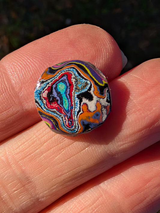 Graffiti Cabochon. multi color. Small. 1gram silver. .99 recycled . wearable art jewelry making #9