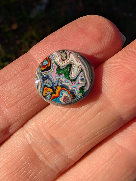 Graffiti Cabochon. multi color. Small. 1gram silver. .99 recycled . wearable art jewelry making #10