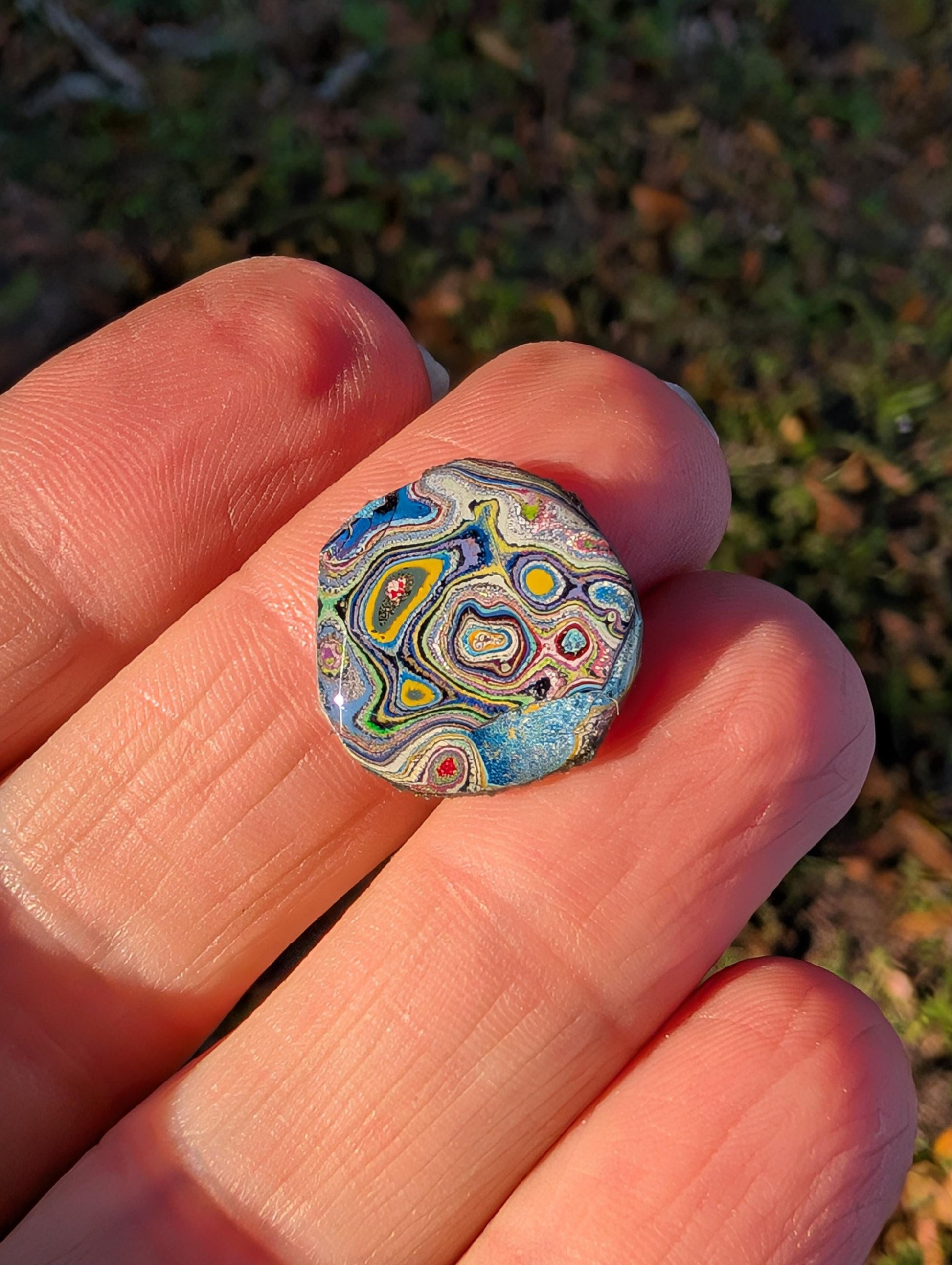 Graffiti Cabochon. multi color. Small. 1gram silver. .99 recycled . wearable art jewelry making #6