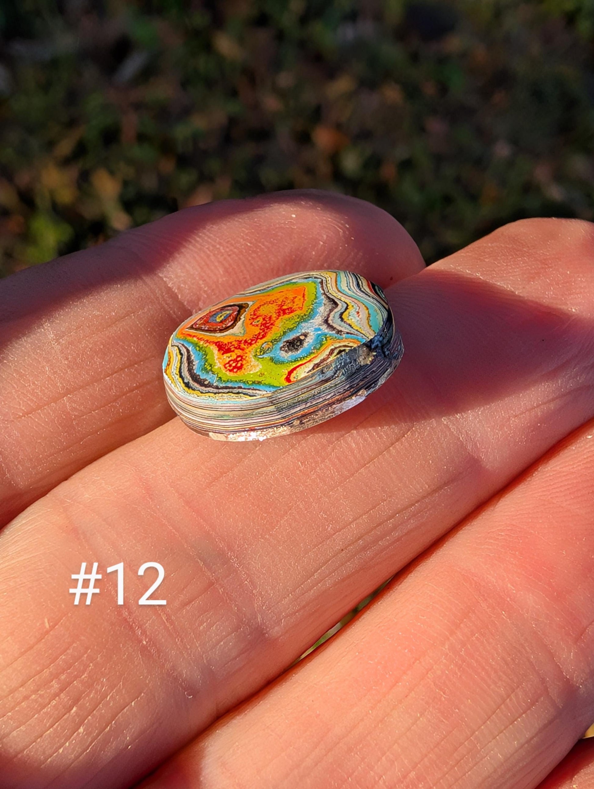 Graffiti Cabochon. multi color. Small. 1gram silver. .99 recycled .orange green wearable art jewelry making #12