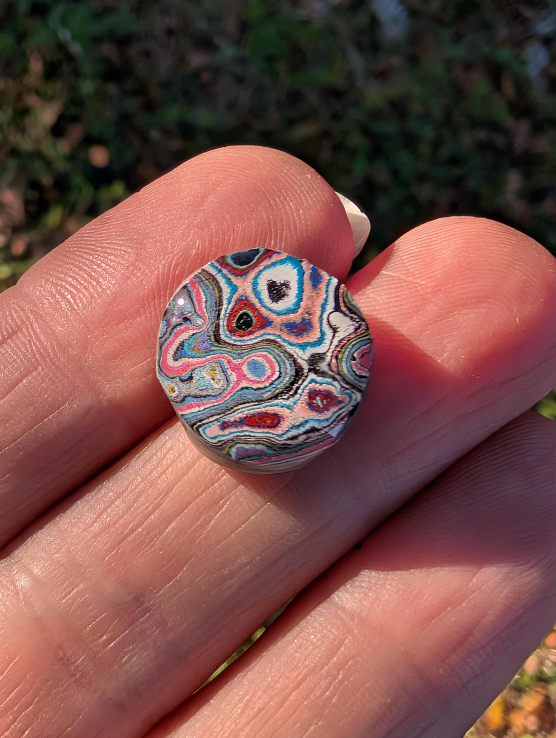 Graffiti Cabochon. multi color. Small. 1gram silver. .99 recycled . wearable art jewelry making #15