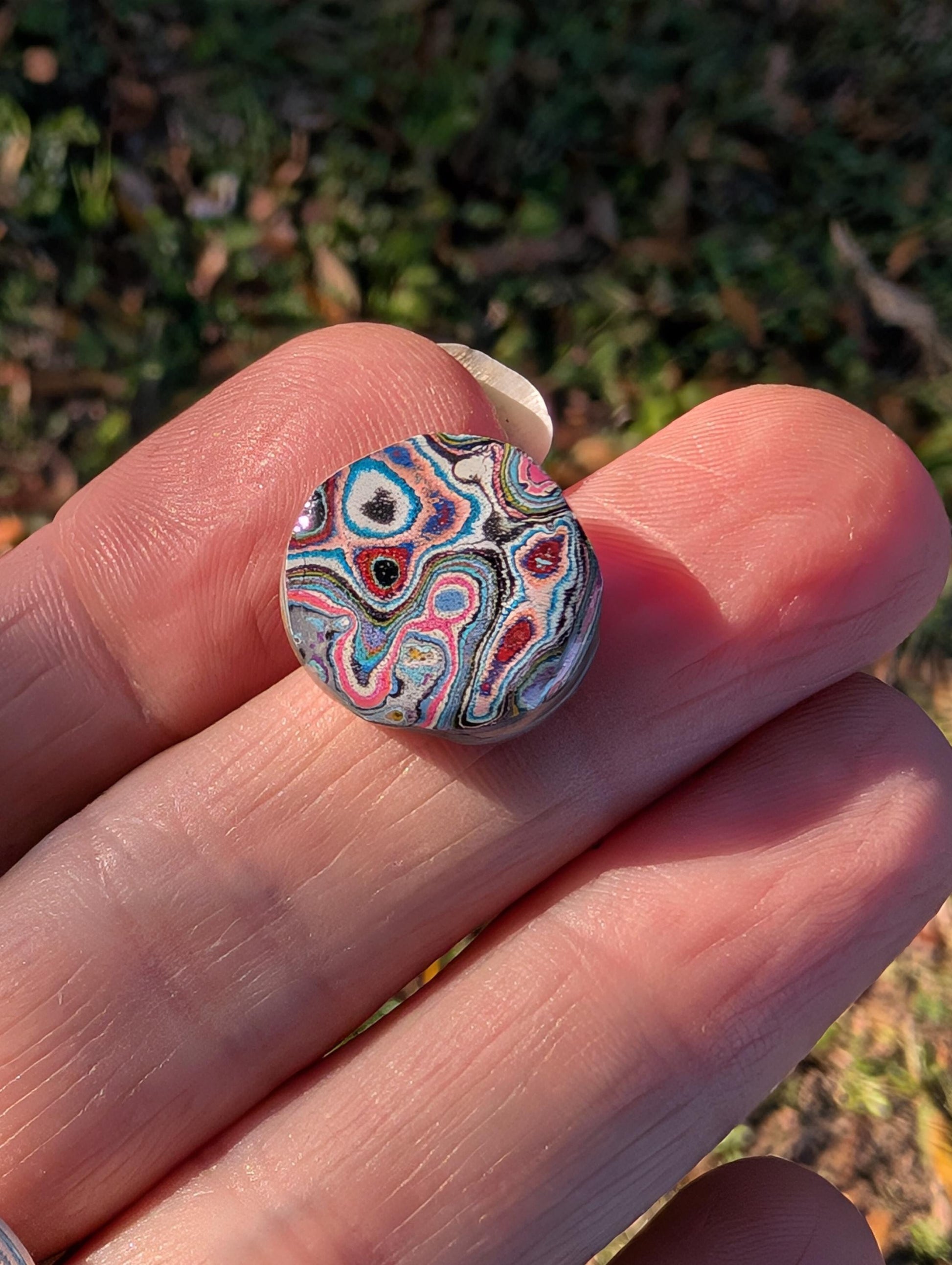 Graffiti Cabochon. multi color. Small. 1gram silver. .99 recycled . wearable art jewelry making #15