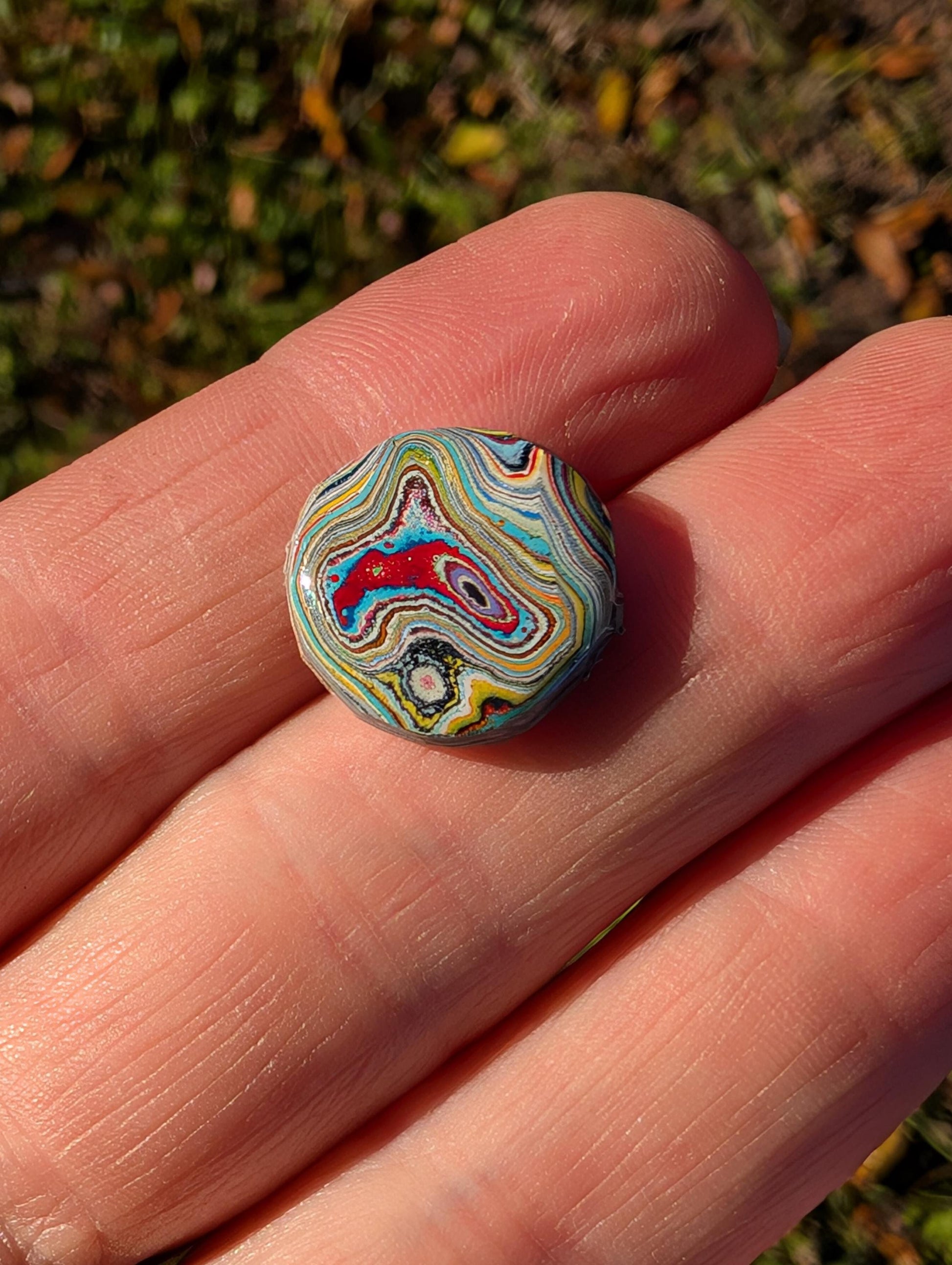 Graffiti Cabochon. multi color. Small. 1gram silver. .99 recycled . Pink yellow wearable art jewelry making #17