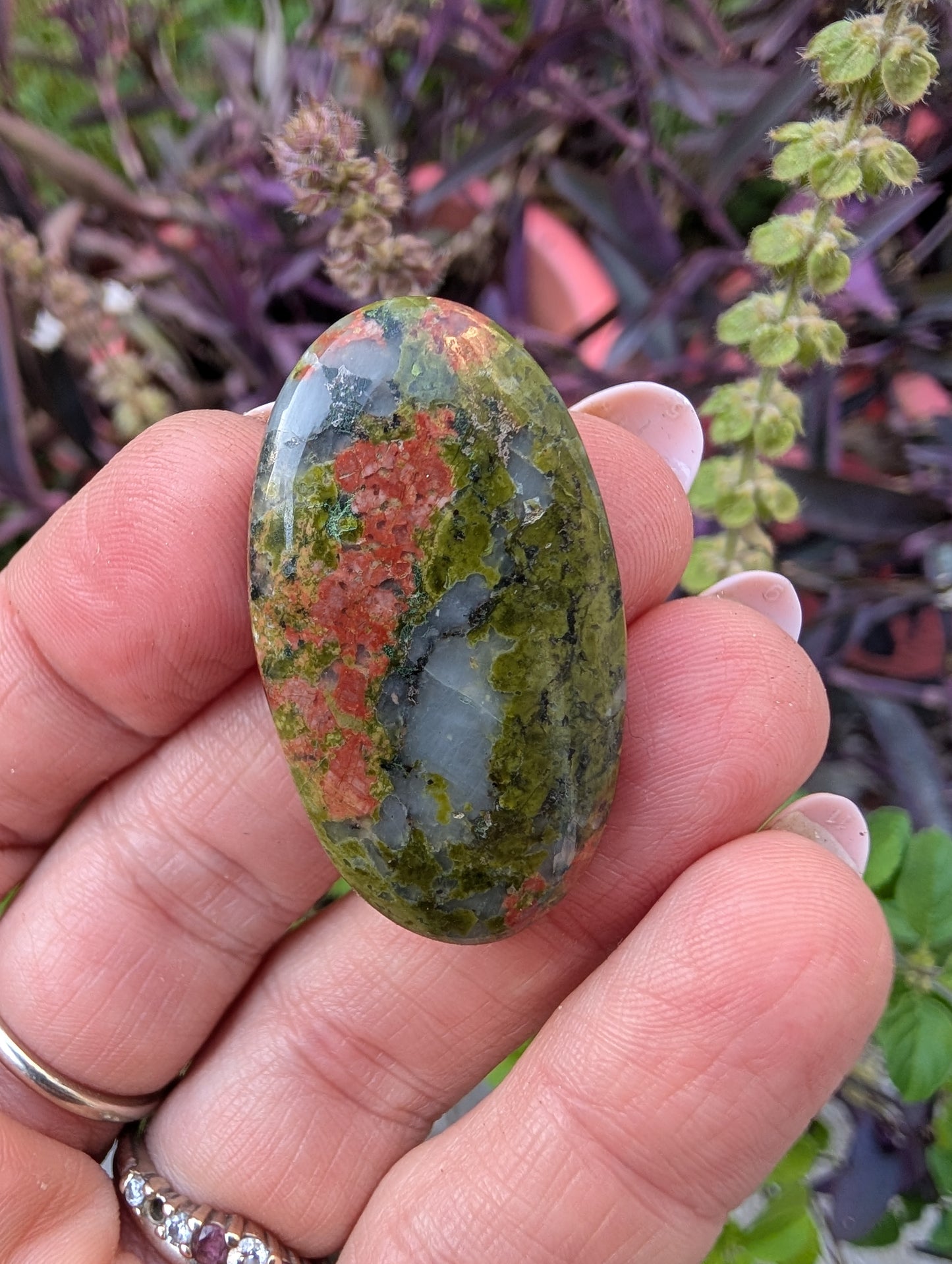 Unakite cabochon. Oval . Pink Green 39mm x 29mm