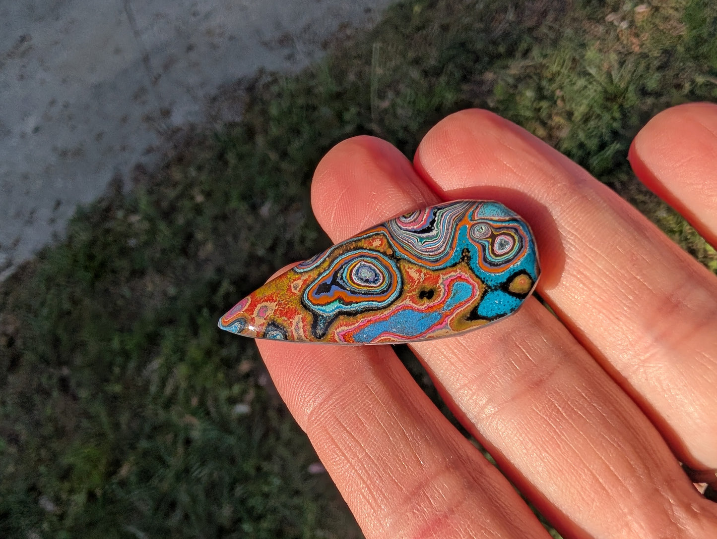 Graffiti Cabochon. multi color. Tear drop recycled wearable art jewelry making #2