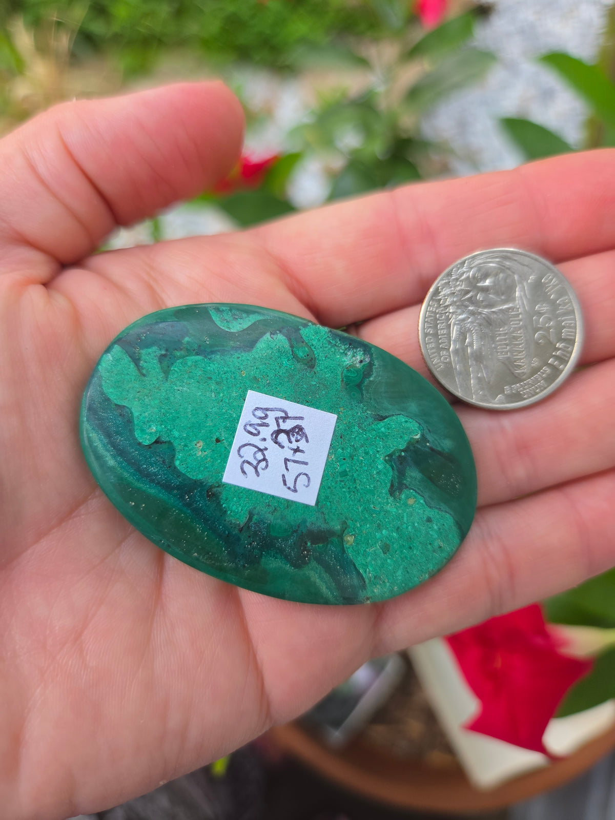 Malachite Oval Cabochon 57mm x 37mm. Large