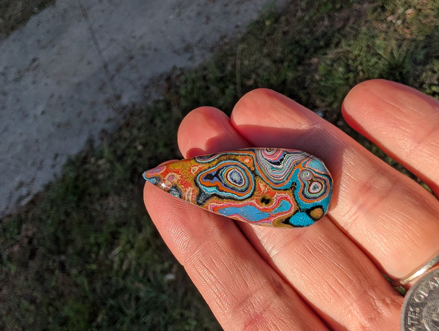 Graffiti Cabochon. multi color. Tear drop recycled wearable art jewelry making #2