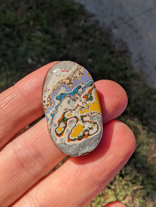 Graffiti Cabochon. multi color. Oval recycled wearable art jewelry making #1