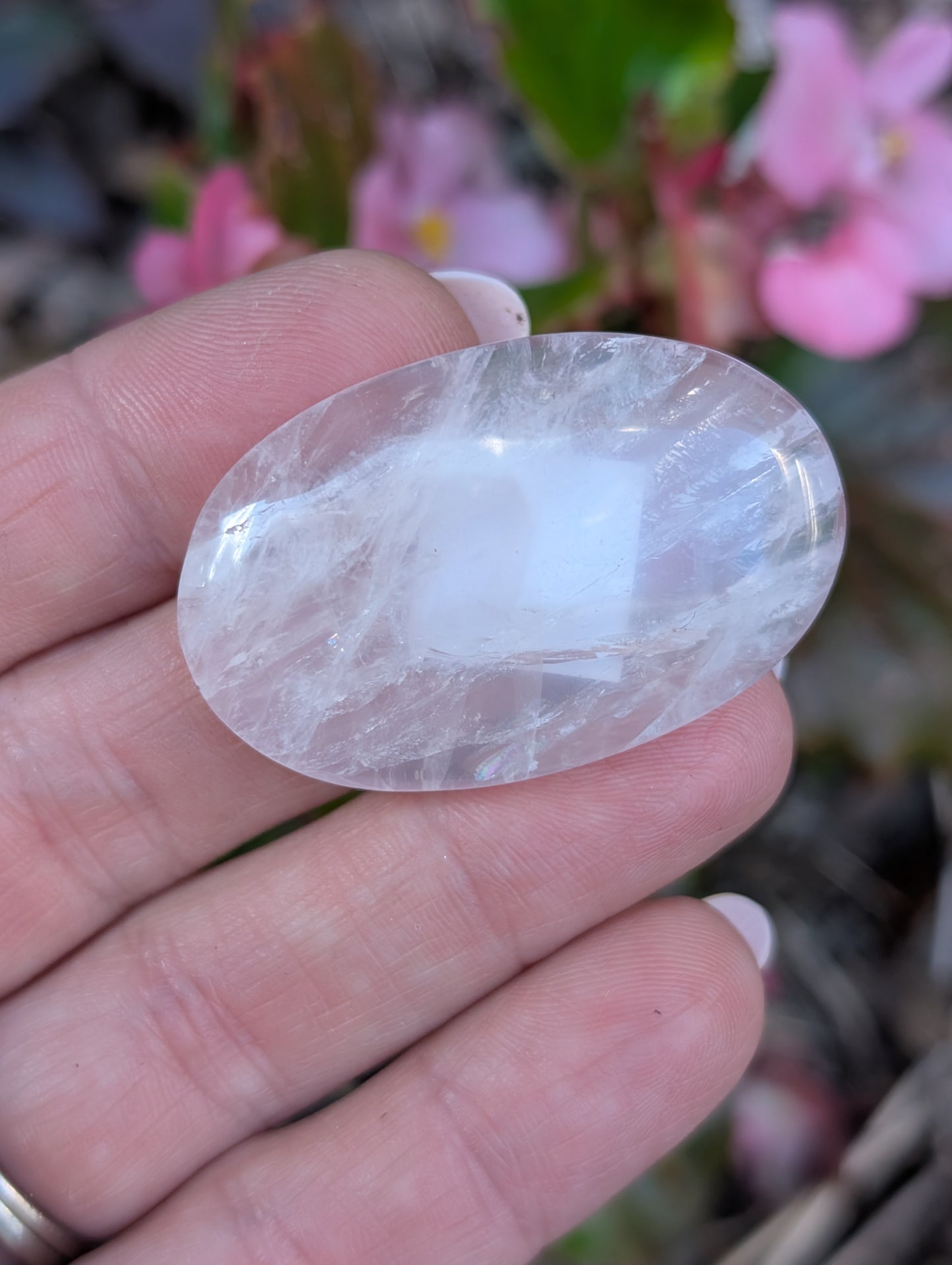 Rose quartz cabochon. Oval . Pink 41mm x 26mm