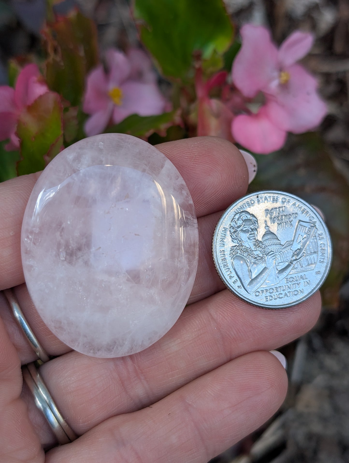 Rose quartz cabochon. Oval . Pink 43mm x 34mm