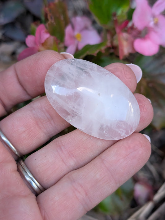 Rose quartz cabochon. Oval . Pink 43mm x 27mm