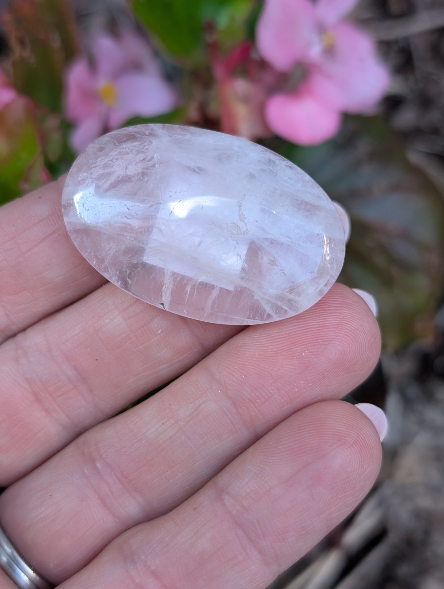 Rose quartz cabochon. Oval . Pink 39mm x 25mm