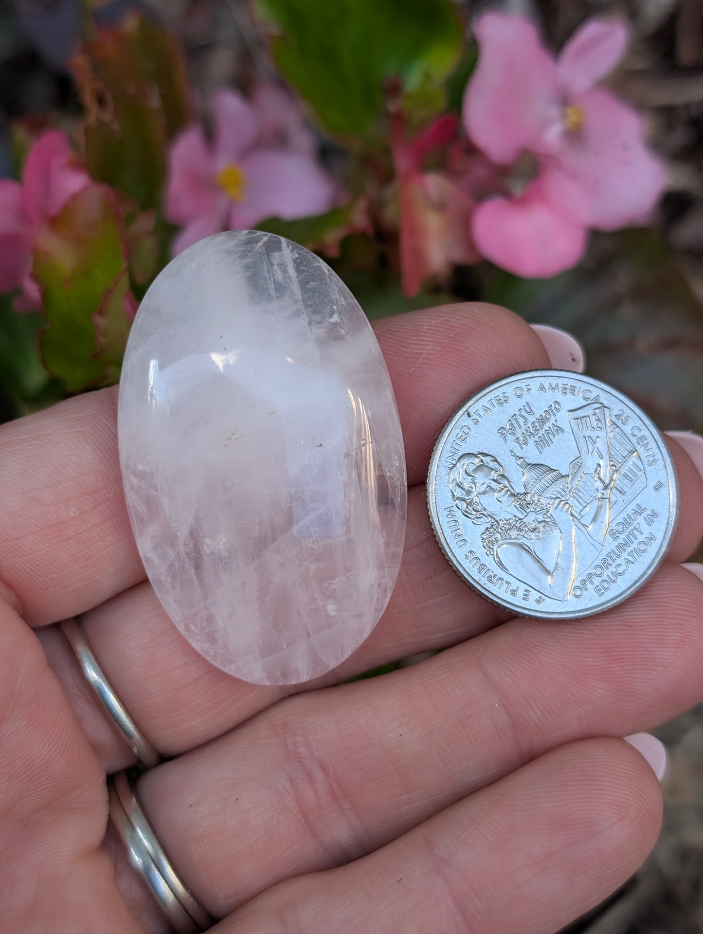 Rose quartz cabochon. Oval . Pink 43mm x 27mm