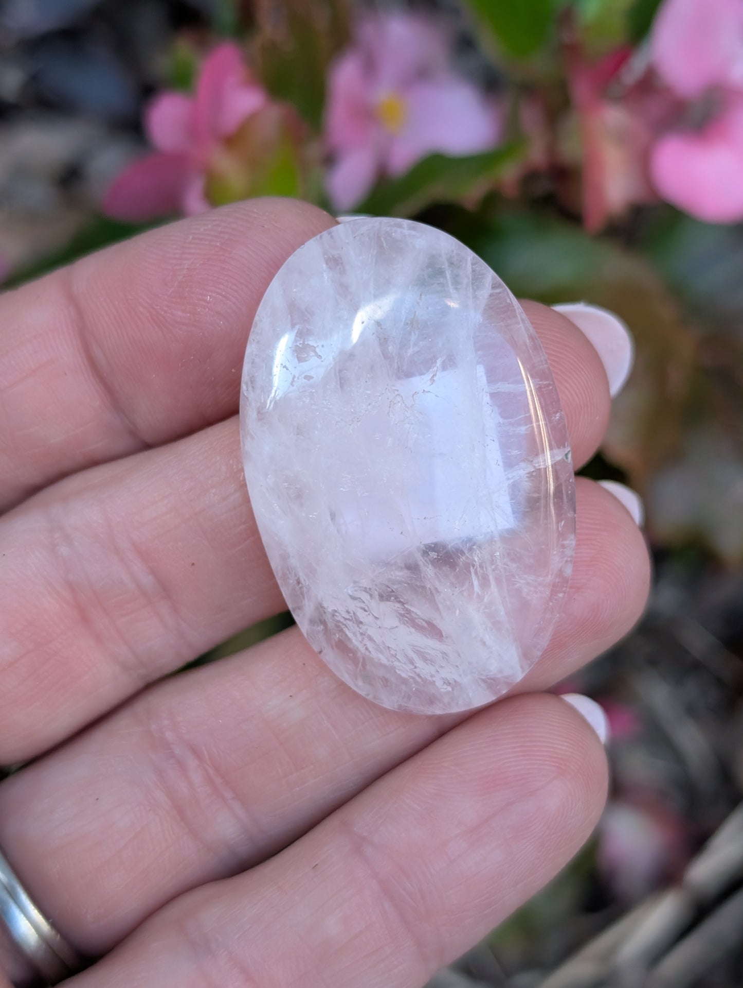 Rose quartz cabochon. Oval . Pink 39mm x 25mm