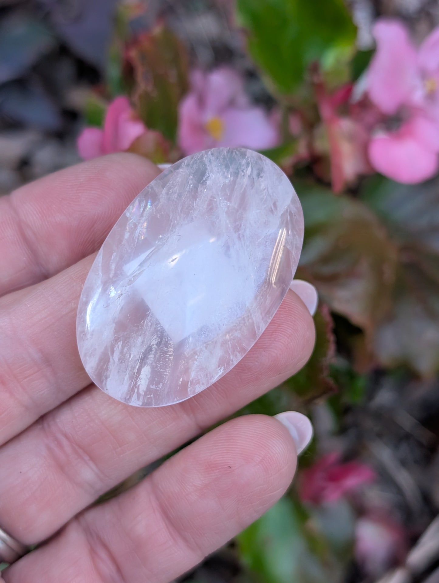 Rose quartz cabochon. Oval . Pink 41mm x 26mm