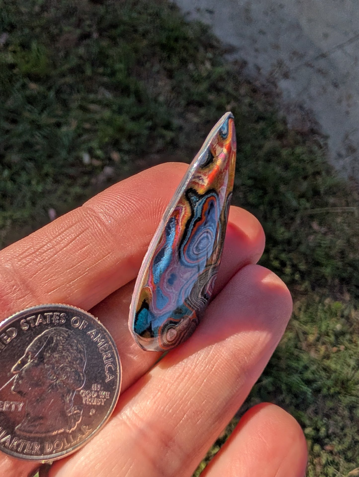 Graffiti Cabochon. multi color. Tear drop recycled wearable art jewelry making #2