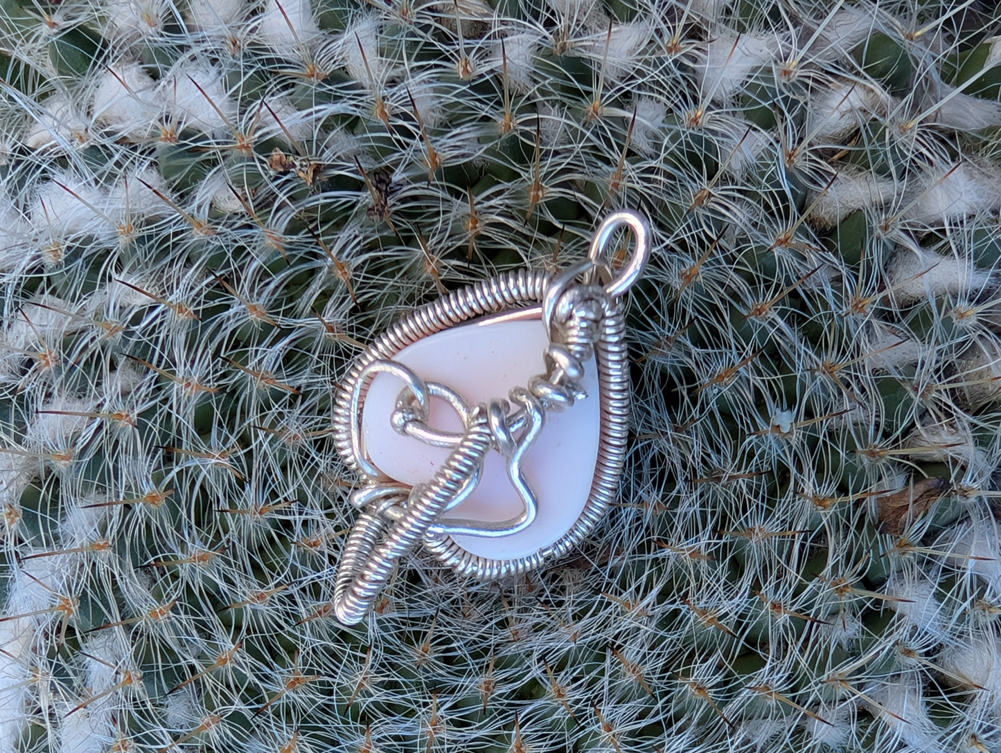 Sterling Silver wire wrapped heart pendant. Mini pendant. Pink conch shell. Handmade Valentine's.