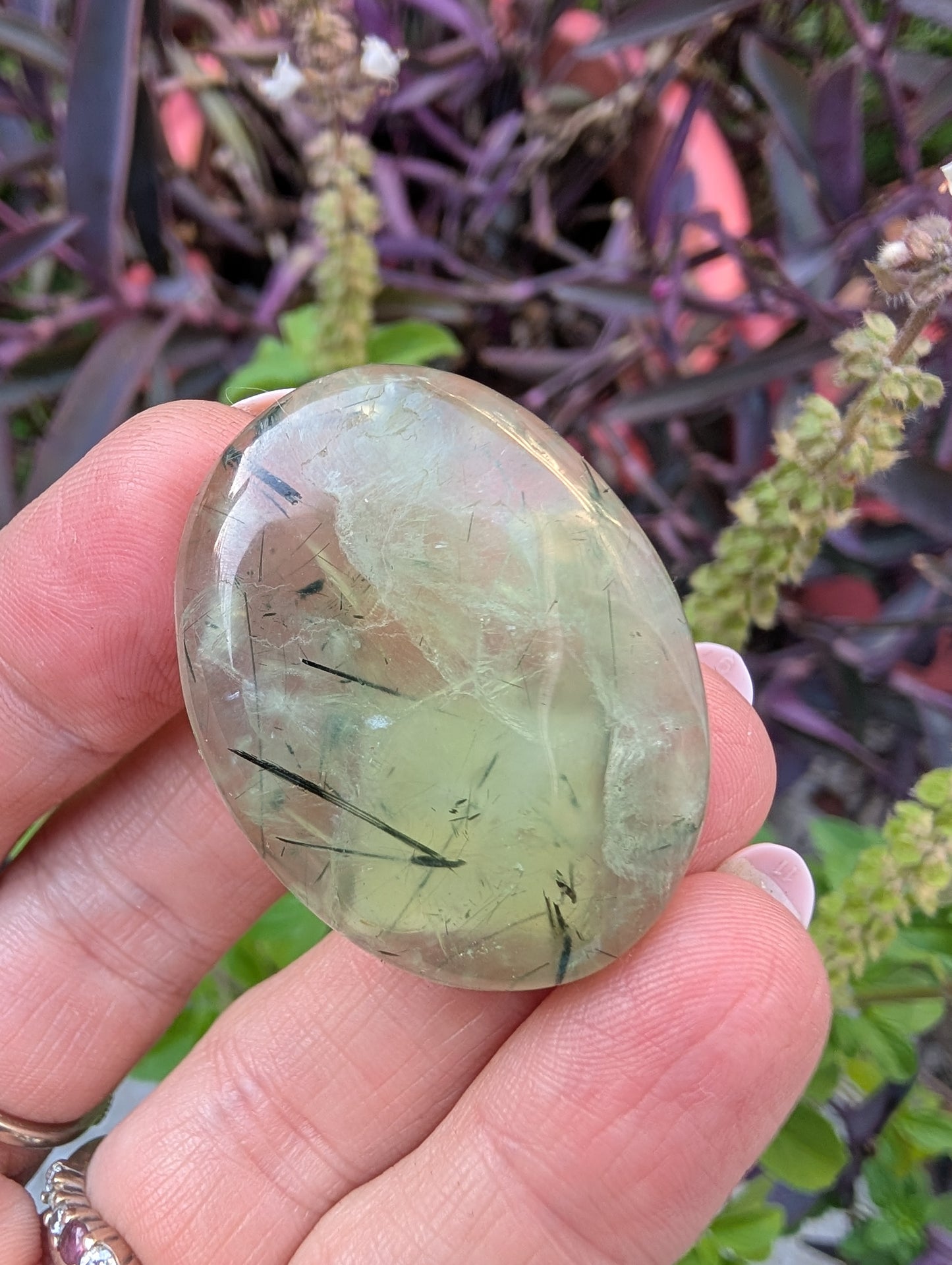 Phrenite cabochon. Oval . Green 38mm x 29mm