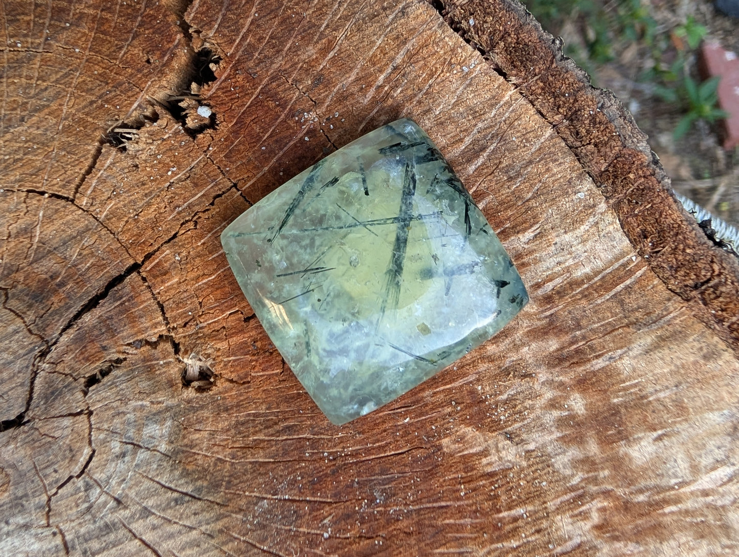 Phrenite cabochon. Square . Green 30mm x 29mm