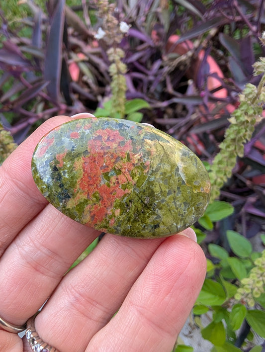 Unakite cabochon. Oval . Pink Green 44mm x 28mm