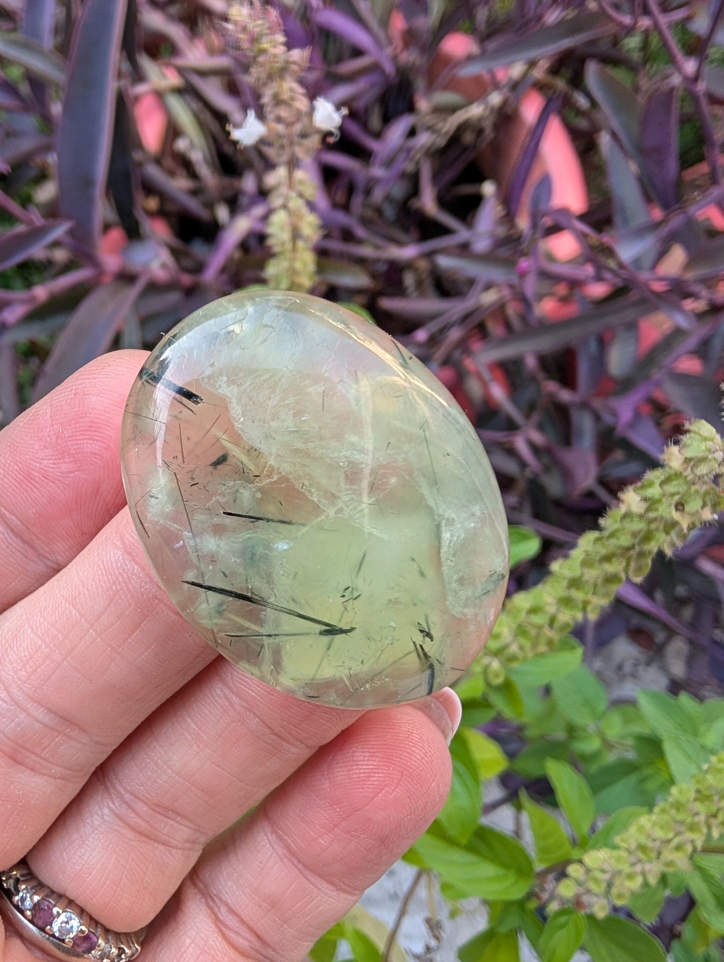 Phrenite cabochon. Oval . Green 38mm x 29mm