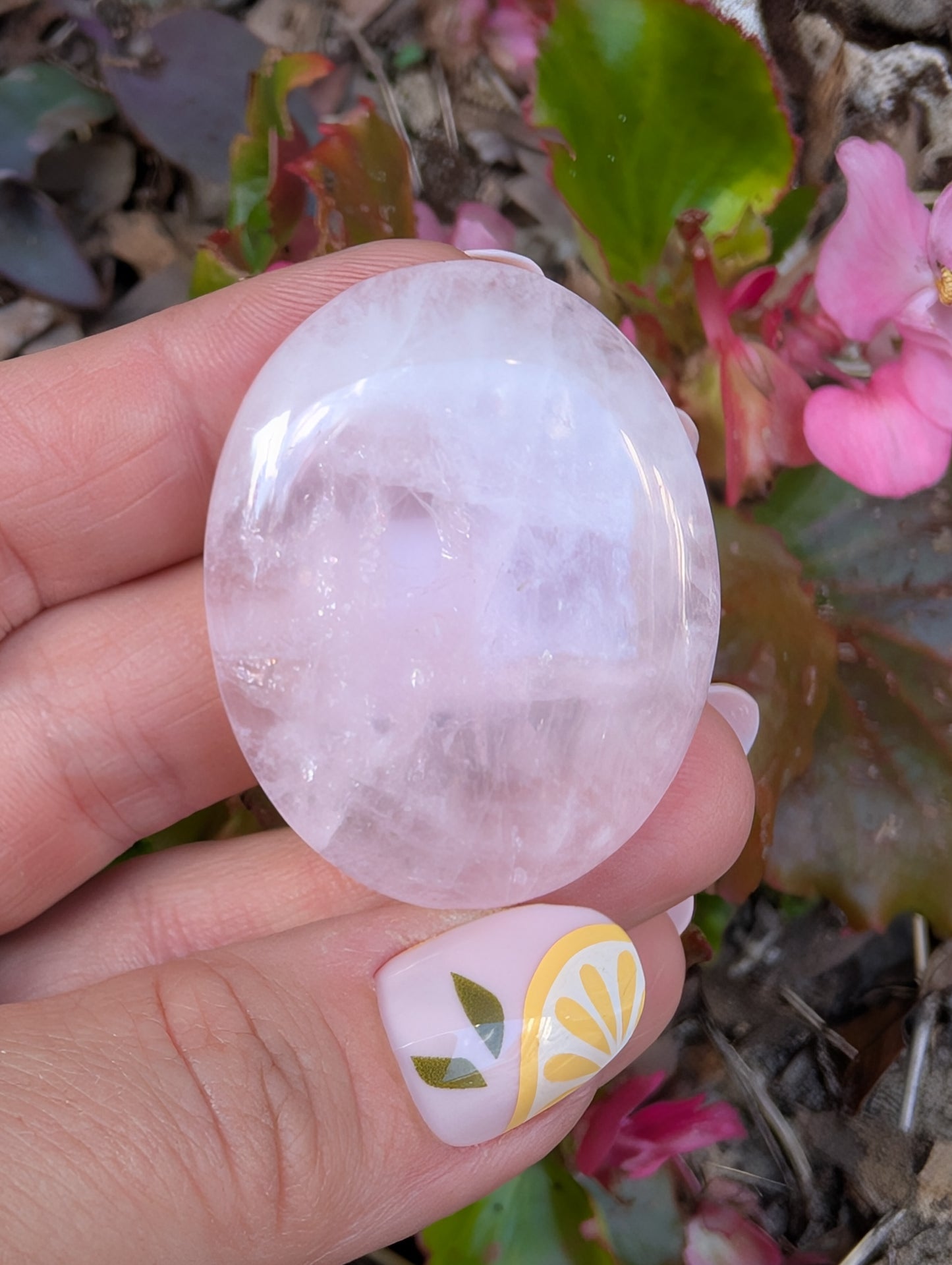 Rose quartz cabochon. Oval . Pink 43mm x 34mm