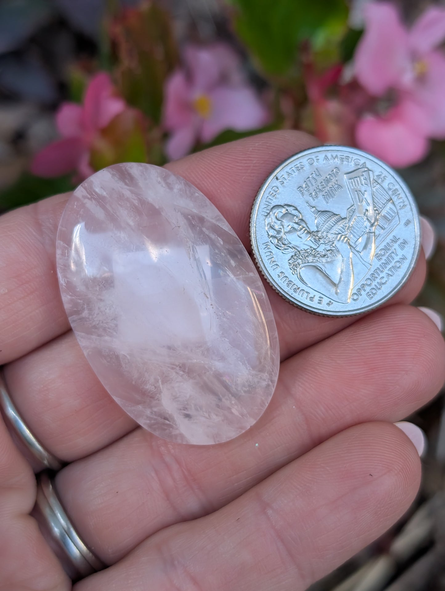 Rose quartz cabochon. Oval . Pink 41mm x 26mm