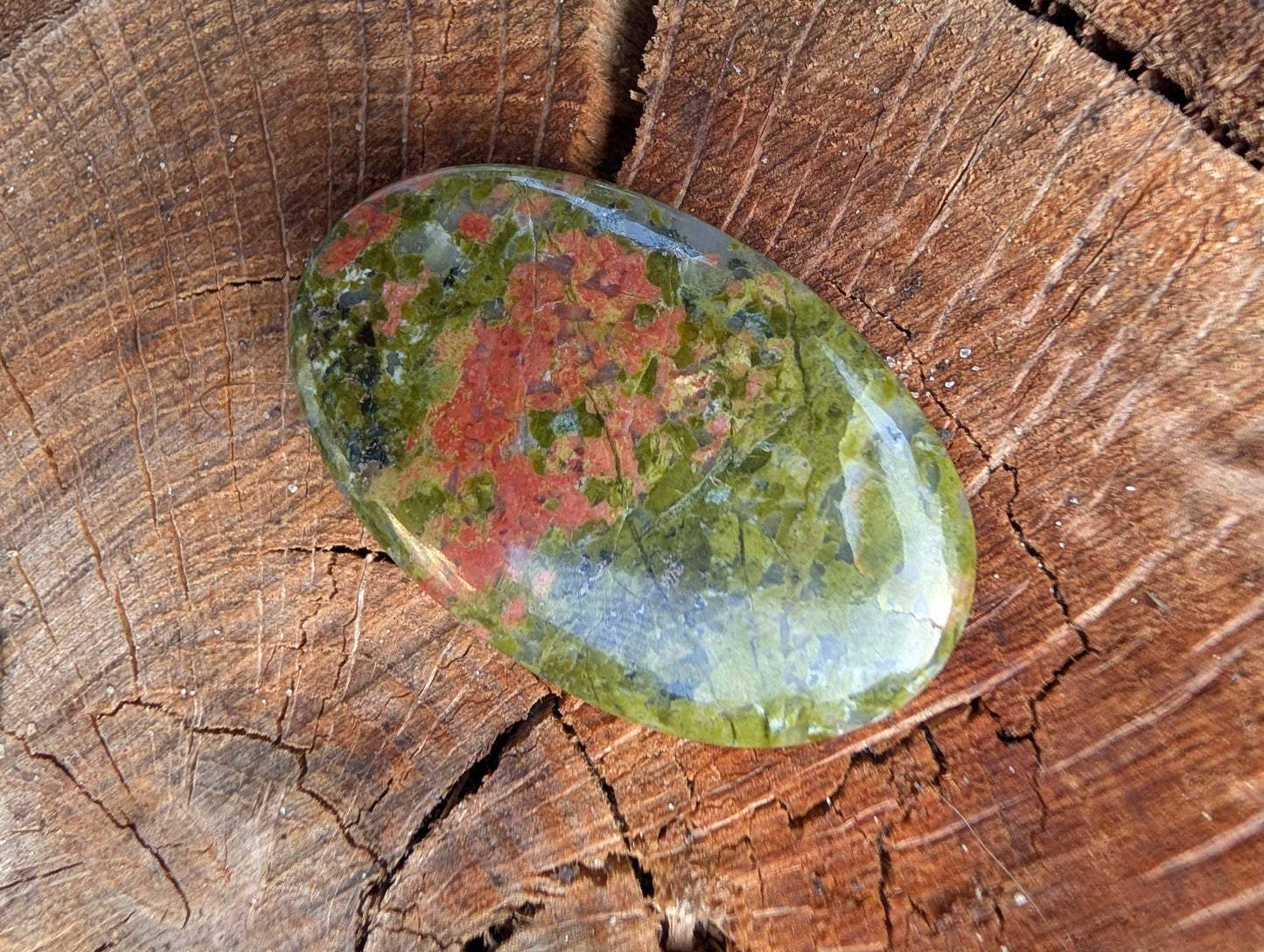 Unakite cabochon. Oval . Pink Green 44mm x 28mm