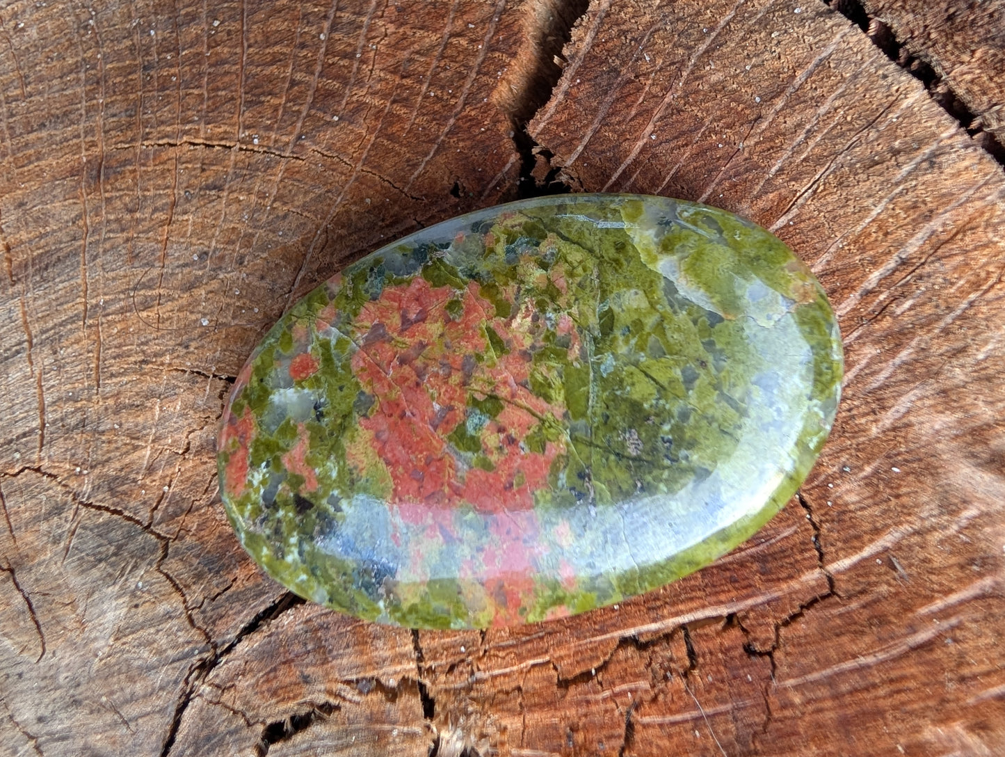 Unakite cabochon. Oval . Pink Green 44mm x 28mm