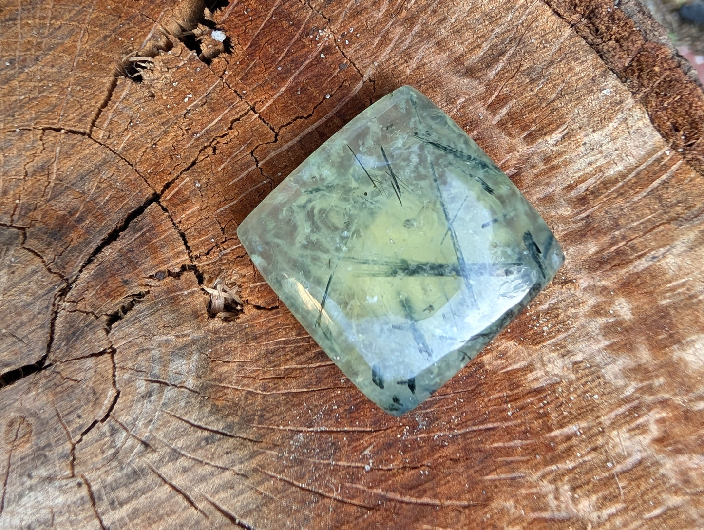 Phrenite cabochon. Square . Green 30mm x 29mm