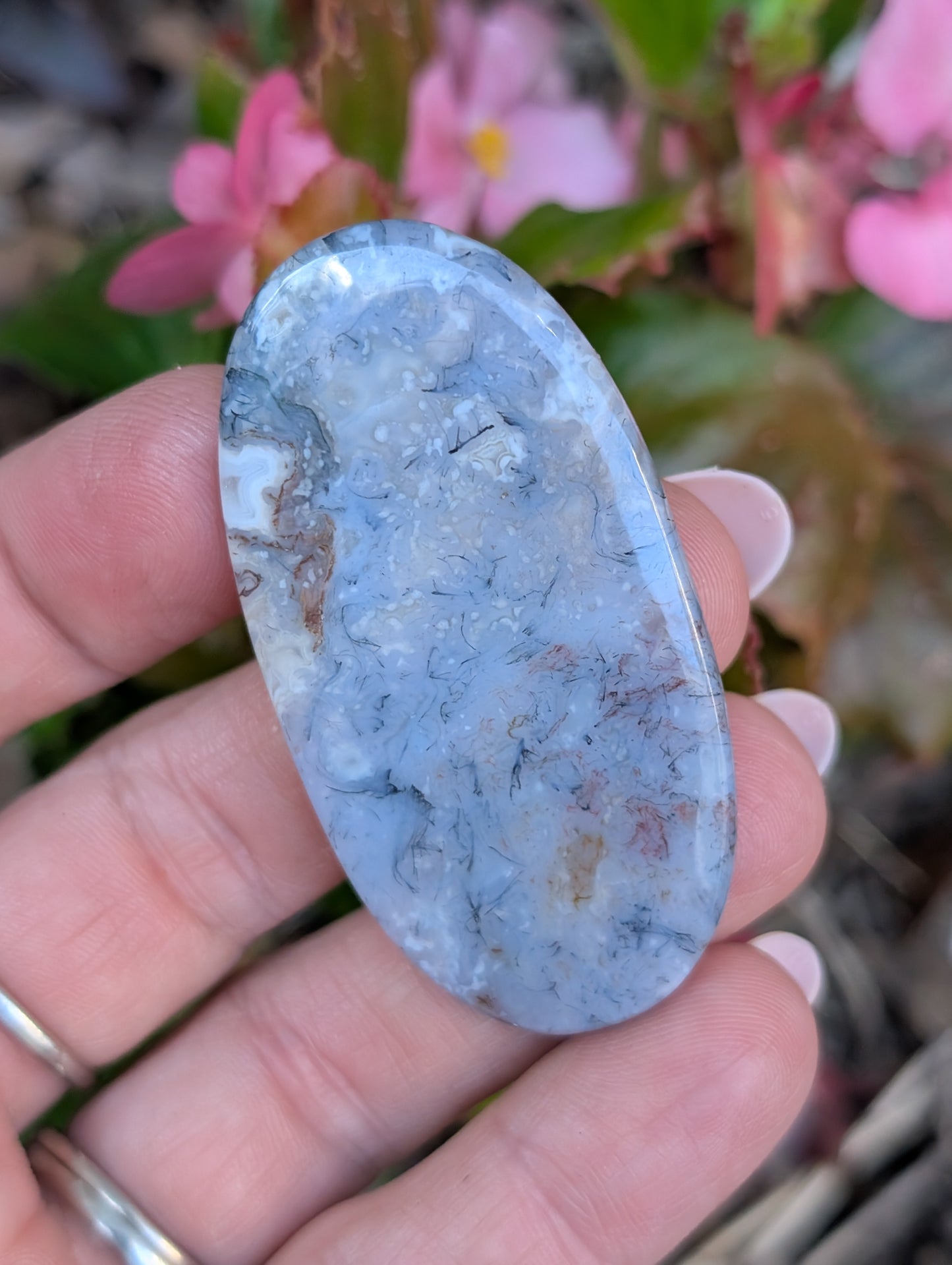 Moss agate cabochon. Large Oval. Green. 55mm x 29mm