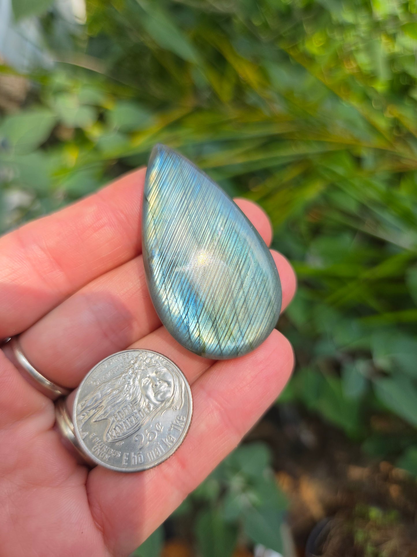 Labradorite Tear drop Cabochon 16.6g 49mm x 27mm