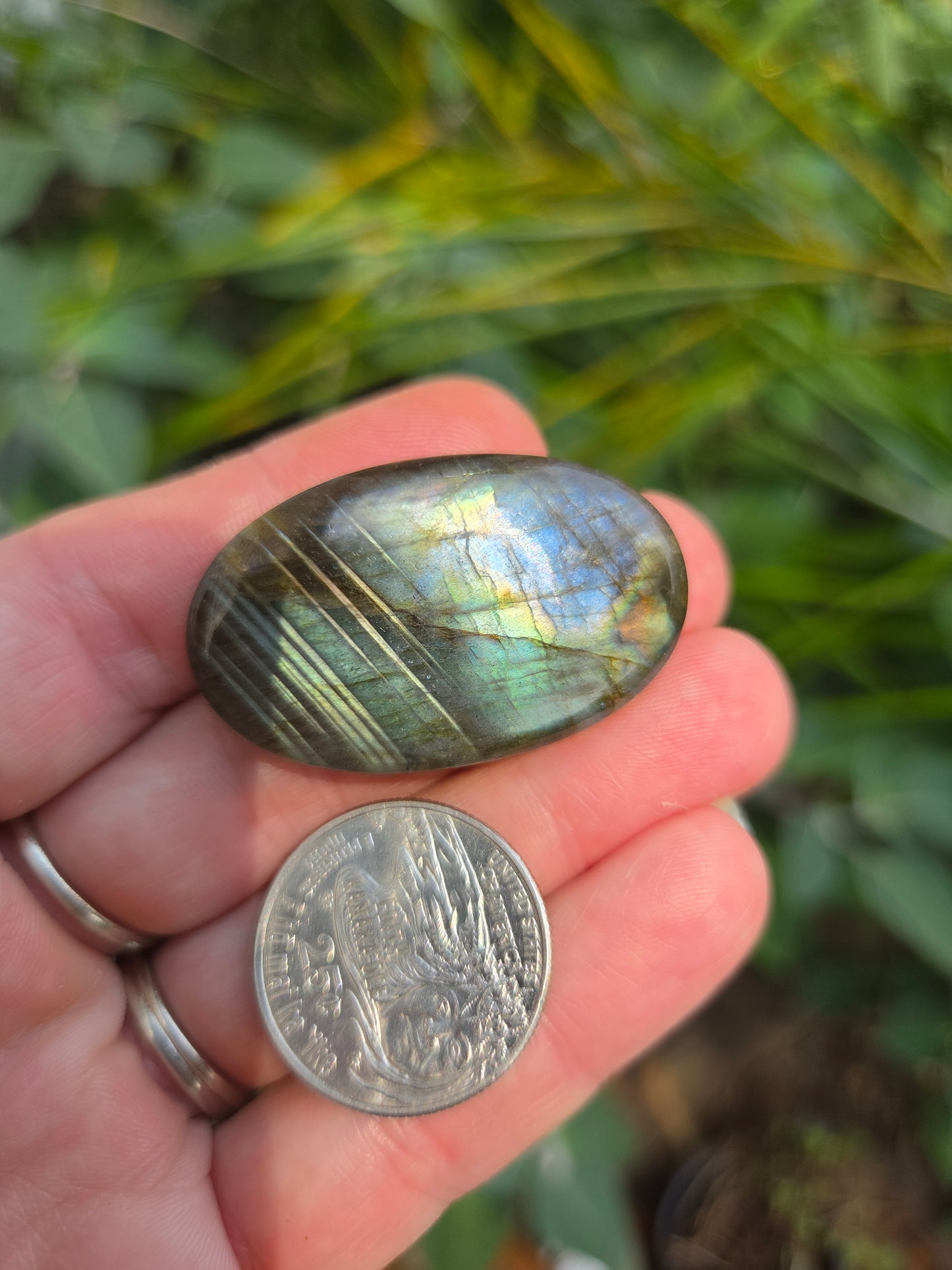 Labradorite Oval Cabochon 12.8g 40mm x 25mm Multi color flash